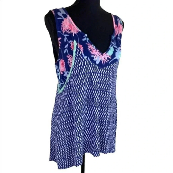 Carolyn Taylor S asymmetrical boho vibe blue tunic - Picture 2 of 6